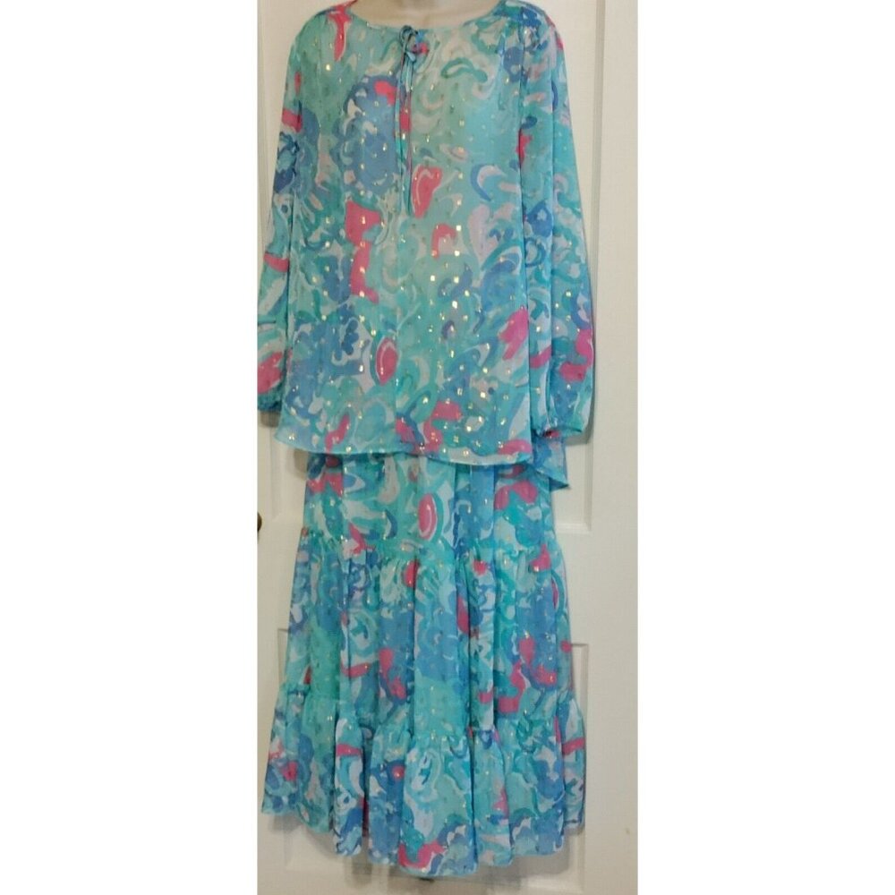 Peter Nygard Maxi Long Skirt w Matching Top Missy Size 8
